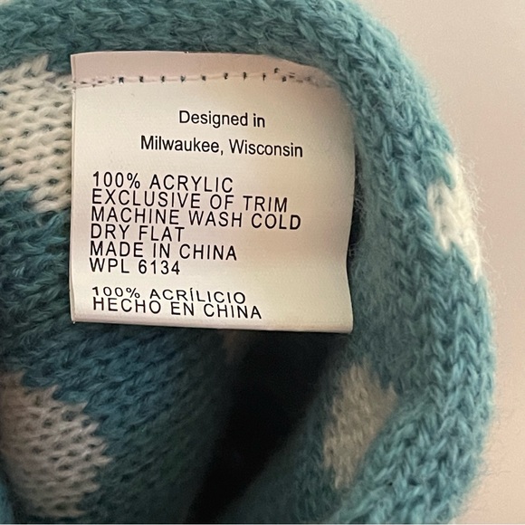 Mukluks Winter Bow Scarf Blue and White Dots - Picture 4 of 10